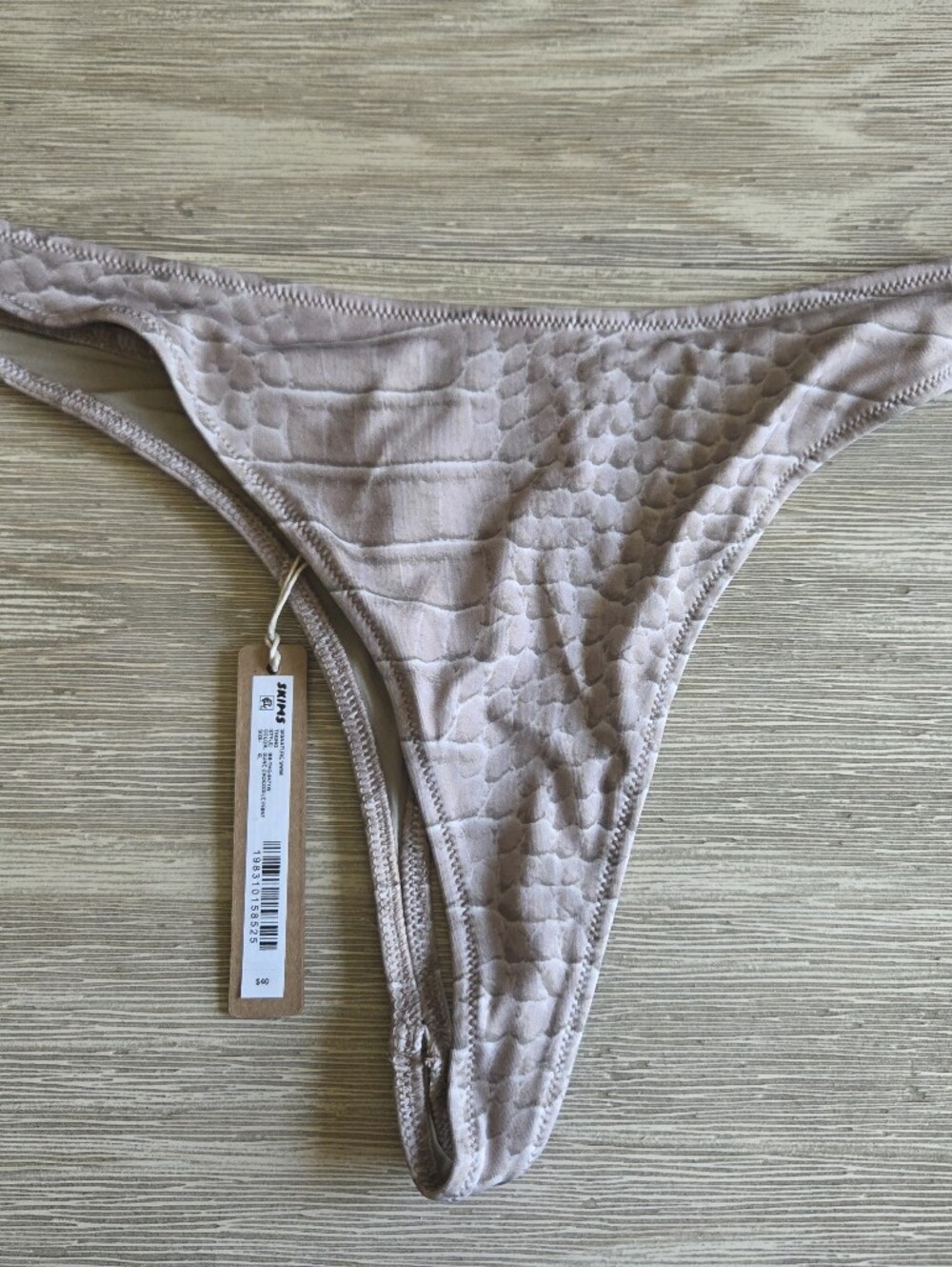 SKIMS Textured Thong Bikini Bottom in Light Dune